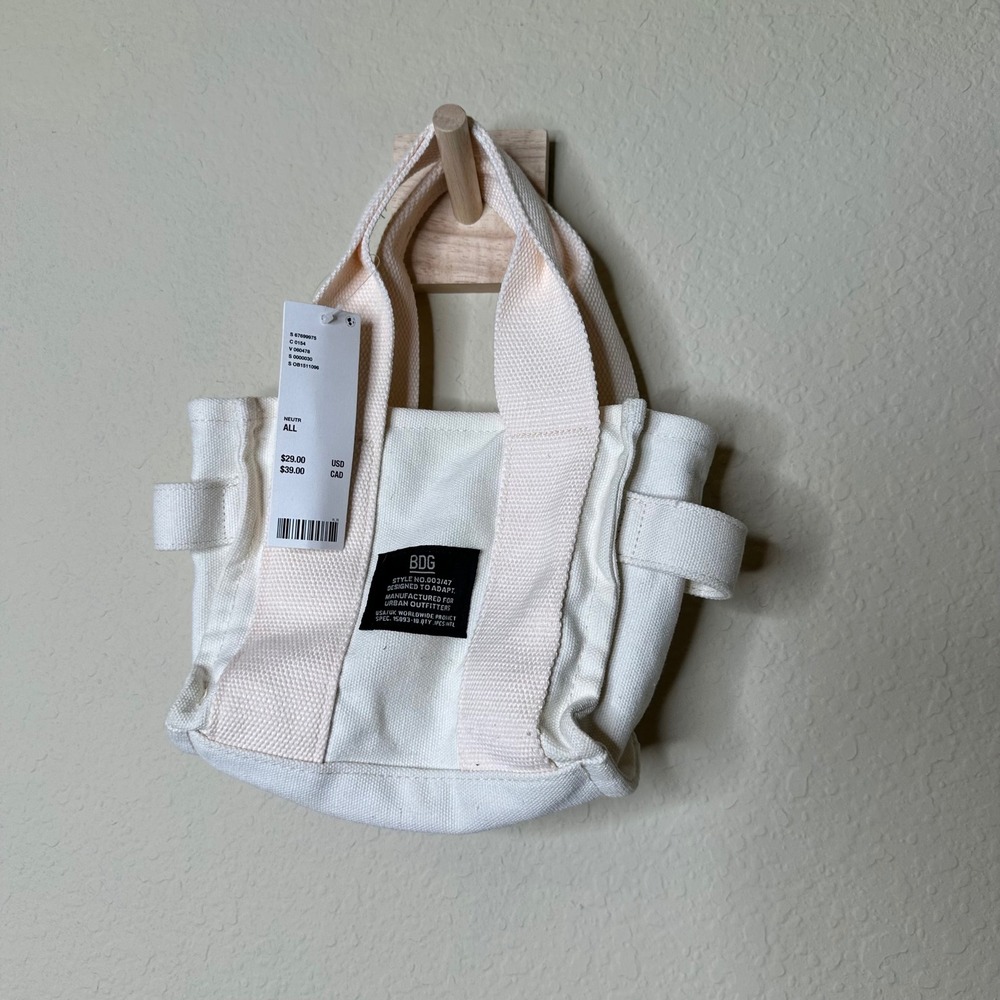 BDG Urban Outfitters Canvas Mini Tote Bag Cream White Crossbody 67699973 NEW